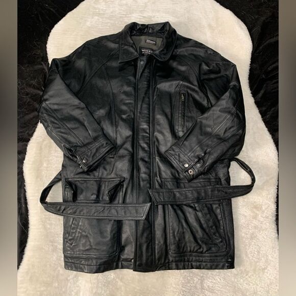 VTG Wilson’s‎ Thinsulate Black Leather Full Zip Jacket Size Large Y2K - Picture 1 of 12
